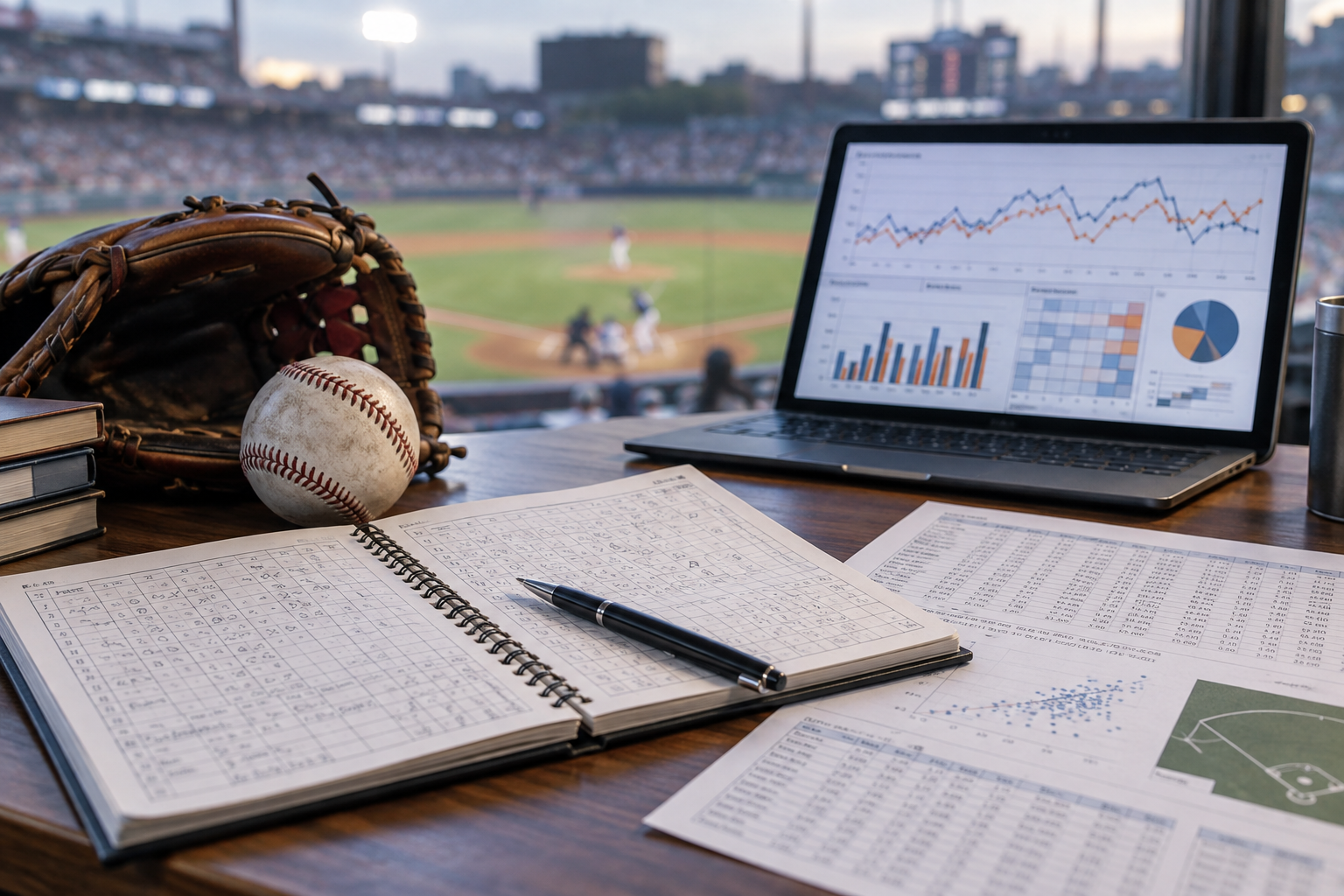 得失点差や勝率、終盤の戦い方を分析するための野球データ分析イメージ