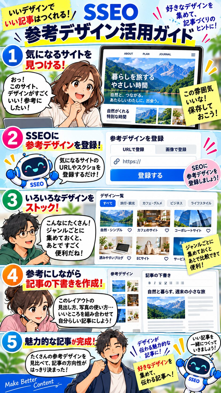 参考デザインを登録してブログ記事の読みやすさに活かすマンガ